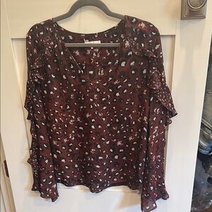 Parker Red Ruffled Sleeve Blouse